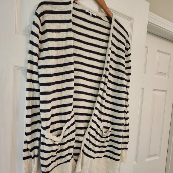 Madewell Navy and Cream Striped Open Front Cardigan Size XXS - Picture 2 of 6